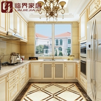 Armoires de cuisine et garde-manger en mélamine résistantes à l'eau, de style antique et luxueux, conçues sur mesure