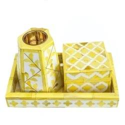 Premium quality bone inlay bakhoor tray set for traditional incense burning rituals in stylish home spaces - Product Image 3