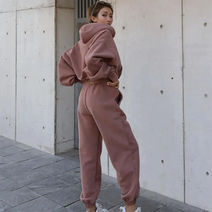 Vêtements de fitness personnalisés avec logo, jogging, haut court de gymnastique, sweat à capuche décontracté oversize, ensembles deux pièces chauds pour l'hiver, vêtements pour femmes - Product Image 6