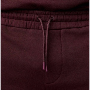 Conjunto Deportivo de Algodón Color Granate para Hombre, Sudadera de Cuello Redondo, Pantalones Jogger, Color Sólido, Casual, Largo Completo, Transpirable, Corte Regular, Ropa de Otoño - Product Image 4