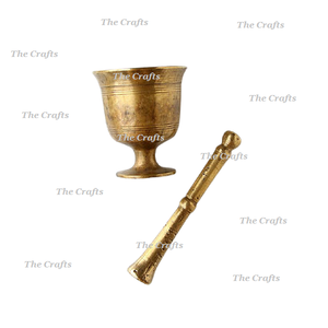 Ensemble de pilon de mortier d'outils d'épices d'herbes de couleur or en laiton avec des ustensiles de cuisine de maison de qualité supérieure ensemble de mortier et de pilon - Product Image 4