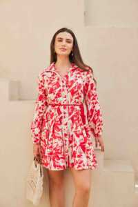 Bonito vestido clásico de popelina de algodón, respetuoso con el medio ambiente, lavable, enrejado de rosas, inspiración de flores, vestido estampado tejido nítido para mujer - Product Image 3