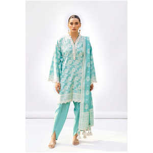 ชุดสูทผ้าลินินพิมพ์ลายเคลือบเงา 3 ชิ้นสำหรับผู้หญิง พร้อมลูกไม้และผ้าคลุมไหล่ รุ่น CL-52437 - Product Image 3