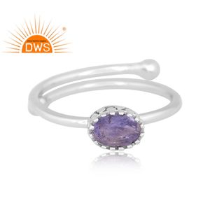 Best Selling Fine Sterling Silver Natural Tanzanite Gemstone <b>Adjustable</b> <b>Ring</b> Jewelry For Women Gift For Her - Product Image 2