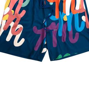 Shorts en maille graphique colorés en gros, shorts de sport pour hommes en polyester sublimé vibrant, streetwear - Product Image 4