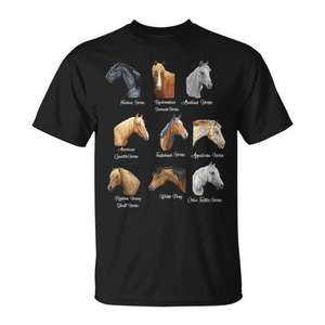 Camiseta Premium de Equitación para Niñas con Diseño de Razas de Caballos - Product Image 1
