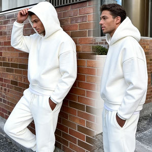 Ensemble de survêtements amples et épais pour hommes, 100 % coton, personnalisables par le fabricant, pour l'hiver, comprenant des sweats à capuche et des pantalons de survêtement - Product Image 2