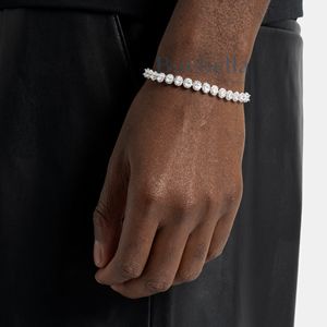 Joyería de Hip Hop, Diamante de corte ovalado de 6mm, oro blanco de 14K, pulsera de tenis de Plata de Ley 925, venta al por mayor, pulsera de tenis VVS Moissanite - Product Image 1