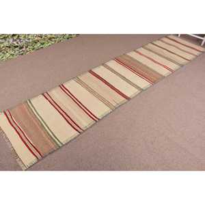 Tapis vintage, tapis de couloir 2,6x10,9 pieds, tapis turc en laine persane marron - Product Image 2