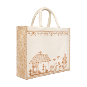 Sac fourre-tout de luxe en coton, brodé, motif artisanal traditionnel, personnalisable avec logo, portable, lavable et réutilisable - Product Image 4