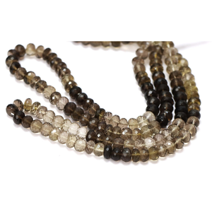 ลูกปัดควอตซ์สโมคกี้ทรงรอนเดลล์ เกรด AAA: พลอยสีน้ำตาลไล่เฉด ขนาด 8-10 มม. - Product Image 5