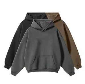 Sweat-shirts unisexes personnalisés en gros, nouvelle collection, meilleurs sweats à capuche brodés avec logo, sweat-shirt uni en coton surdimensionné pour hommes - Product Image 1