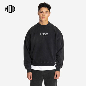 Unisex Oversize 480GSM Transpirable Heavy Acid Wash 100% Cotton Fleece Hoodie Logotipo personalizado Cuello redondo Sudadera Plain Dyed Winter - Product Image 1