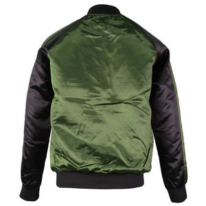 Hommes Contraste Deux Satin Vestes Simple Bouton Baseball Col Bomber Flight Jacket Manteau Haute Qualité Toile Imperméable Rapide - Product Image 6