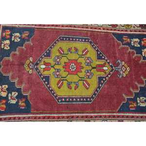 Turkish Accent Rug, 3.2x5.8 ft Vintage Rug, <b>Red</b> Floral <b>Wool</b> Rug - Product Image 5