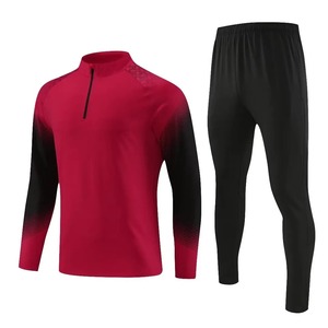 Ensemble de sport pour hommes et enfants Veste à demi-fermeture éclair pour fans Vêtements d'entraînement Maillots de jeux Kit de football Tops et pantalons - Product Image 3
