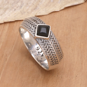 แหวนโบโฮใส่ได้ทั้งชายและหญิงทำด้วยมือแหวนเงินแท้925สีดำนิลทรงรีแหวนแฟชั่น - Product Image 6