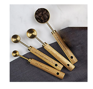 Brass and Acacia Wood <b>Measuring</b> <b>Cups</b> Kitchen <b>Measuring</b> <b>Baking</b> Tools with Wood Handle Wholesale Supplier - Product Image 2