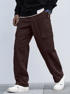 Pantalones vaqueros clásicos Cargo de pierna recta para hombre, Vaqueros duraderos de ajuste relajado con bolsillos funcionales, perfectos para uso informal y al aire libre - Product Image 3