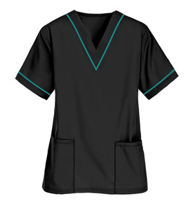 Gommage d'allaitement de haute qualité avec logo personnalisé Tissu doux en poly coton pour femmes OEM Vente en gros Top à col en V Uniformes hospitaliers - Product Image 6