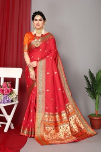 Meilleur exportateur, nouveau design tendance, sari en soie Paithani Maruti Fashion MF505, tissage Meenakari, bordure contrastée, tissage Zari - Product Image 4