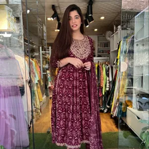 New Fancy Handmade Embroidery Mirror Work Pakistani Silk Dupattas Bohemian Hand Embroidery Colorful Dupattas For Women Clothing