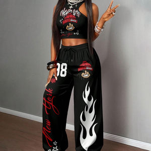 Pantalones Casuales de Verano con Estampado Digital Personalizado, Anti-Pilling, de Tiro Medio, Frente Plano, Cintura con Cordón, Corte Ancho en Spandex/Poliéster - Product Image 2