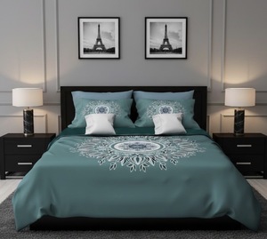 Elegant 100% Cotton Microfiber Fabric Stitching 600TC King Size Flat Bedsheet <b>Set</b> Includes Two Pillowcases Soft Touch Easy Care - Product Image 2