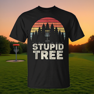 T-shirt Stupid Tree Disc Golf dal design vintage retrò, taglia unisex per adulti - Product Image 3