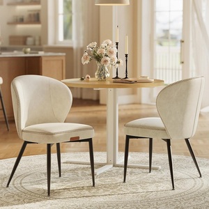 Hot Sale <strong>Dining</strong> Room Furniture <strong>Cream</strong> White Upholstered Synthetic Leather <strong>Dining</strong> <strong>Chairs</strong> for Kitchen Living Room - Product Image 1