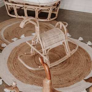 Recién llegado, mecedora de juguete para niños en forma de caballo hecha de ratán, muebles de habitación para niños para parques recreativos - Product Image 5