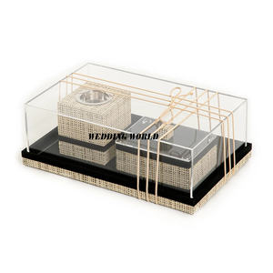 Porte-encens de luxe avec couvercle en acrylique forme rectangulaire nouveau porte-encens Top vente Designer métal Munkhar - Product Image 1