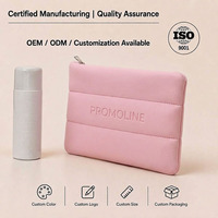 Pochette de maquillage matelassée, pochette cosmétique avec fermeture à glissière, organiseur de voyage doux pour les articles de beauté, les articles de toilette