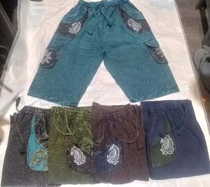 กางเกงขาสั้นผ้าฝ้ายสโตนวอชสไตล์ฮิปปี้โบฮีเมียนสำหรับผู้ชาย ขายส่ง รุ่น GC-AP-1351 ผู้จัดจำหน่ายขายส่งจากอินเดีย - Product Image 1