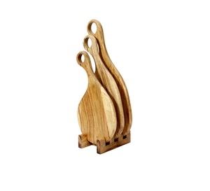 ชุดเขียงดีไซน์ใหม่ 3 ชิ้น พร้อมขาตั้ง ไม้กระถินณรงค์ สีธรรมชาติ - Product Image 1