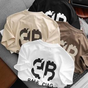 เสื้อยืดคอกลมแขนสั้นทรงปกติ ผ้าถักเนื้อคอตตอน 100% คุณภาพสูง พิมพ์ลาย แห้งเร็ว สำหรับผู้ชายและผู้หญิง สไตล์ลำลอง - Product Image 4