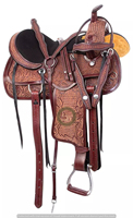 Sadel Kuda Kulit Asli Berkualitas Tinggi Model Western, Dapat Disesuaikan Ukuran 10-18 untuk Balap Barrel, Trail Racing, dan Berkuda Rekreasi