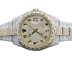 各种奢华现代设计钟表珠宝自动冰镇切割30克拉VVS透明碳硅石钻石手表