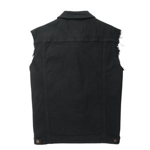 Chaleco de tela vaquera de diseño único para hombre, chaleco de tela vaquera sin mangas de algodón 100% clásico transpirable de Color sólido para hombre - Product Image 2