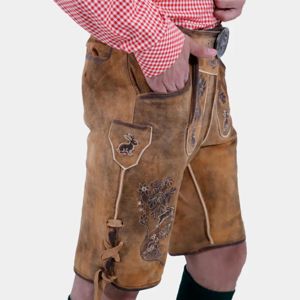 กางเกงขาสั้นหนังบาวาเรียแบบดั้งเดิมสไตล์เยอรมันพร้อมผ้าปักสำหรับเทศกาลวัฒนธรรมและงานเทศกาล - Product Image 3