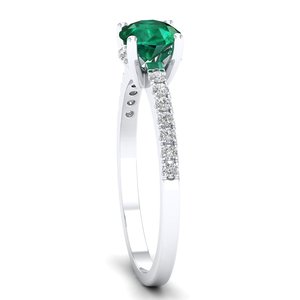Bague REYES personnalisée en argent sterling 925 avec pierre précieuse émeraude ronde taille brillant de 0,66 carat, clarté VVS, moissanite, bijoux fins - Product Image 3