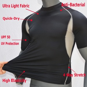 Drop Ship Black Breathable Surf UPF 50 <b>Rashguard</b> Shirt Short Sleeves UV Swimming Suit New Release Anti-UV <b>RashGuard</b> for Surfing - Product Image 1