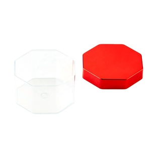 Boîte de rangement alimentaire multifonctionnelle Kwang Hsieh Classic Octagon en plastique transparent moulé par injection, écologique, avec couvercle rouge - Product Image 2