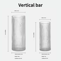 Runde Gerade Vertikale Gerippte Glasvase Transparent Dickwandig Schwerer Zylinder Nordische Hochzeits-Tischdekoration Kerzen- und Blumendeko