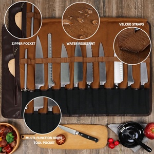 Estuche Enrollable para Cuchillos de Chef, de Cuero y Lona, de Lujo, Plegable, Resistente a Olores, Resistente, Cómodo, Profesional, Organizador de Herramientas de Cocina - Product Image 3