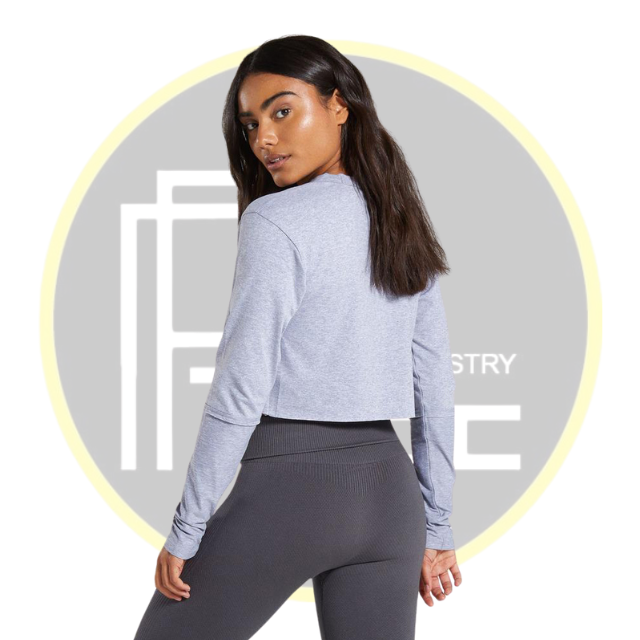 Women's Ribbed Active Stretch Long Sleeve Crop Top Crew Neck Skinny Fit Spandex/Cotton Solid Heat-Transfer Printed Hollow Yoga