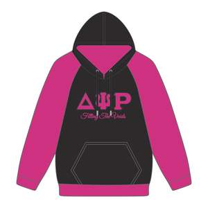 Delta Psi Rho Sorority Raglan Sleeve Pullover Hoodie Noir 80 Coton 20 Polyester Remplir les vides Greek Life Casual Wear Sweat à capuche - Product Image 2