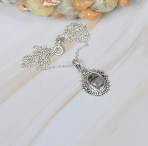 Colgante de moda de rutilo negro hecho a mano, colgante de piedras preciosas de Plata de Ley 925, joyería, colgante de diseñador de forma ovalada, regalo para ella - Product Image 3