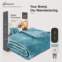 Plaid électrique matelassé en flanelle gaufrée personnalisé pour l'hiver, 9 réglages de chaleur, lavable, contrôle de la température, protection contre la surchauffe