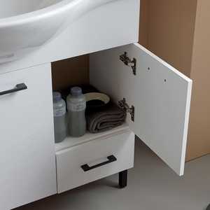 Ravenna Lamp <b>Mirror</b> Set with 105cm Bathroom Cabinet White <b>Doors</b> and Drawer - Product Image 4